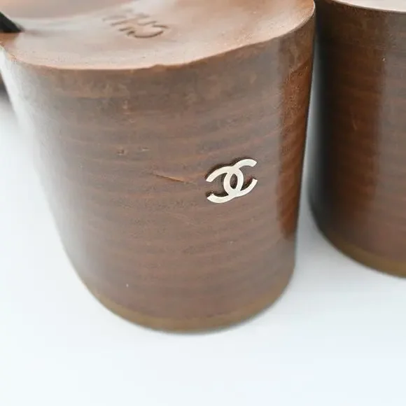 CHANEL Leather & Chain Strappy Heeled Sandals Size 40.5 - Picture 7 of 13